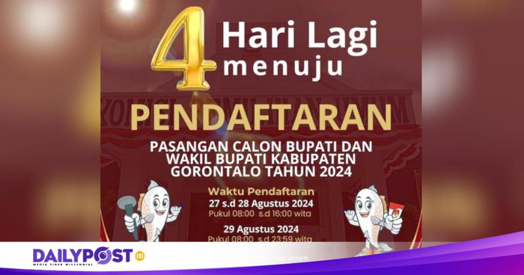 4 Hari Lagi, Pendaftaran Pasangan Calon Kepala Daerah Kabupaten Gorontalo 2024 Segera&nbsp;Dibuka!